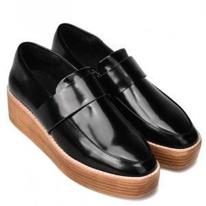 Sol Sana Venus Black Leather Platform Loafers (36)